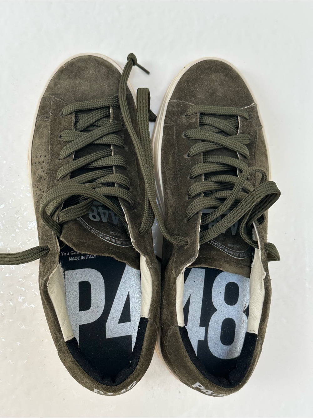 P448 Olive Suede Low-Top Sneakers